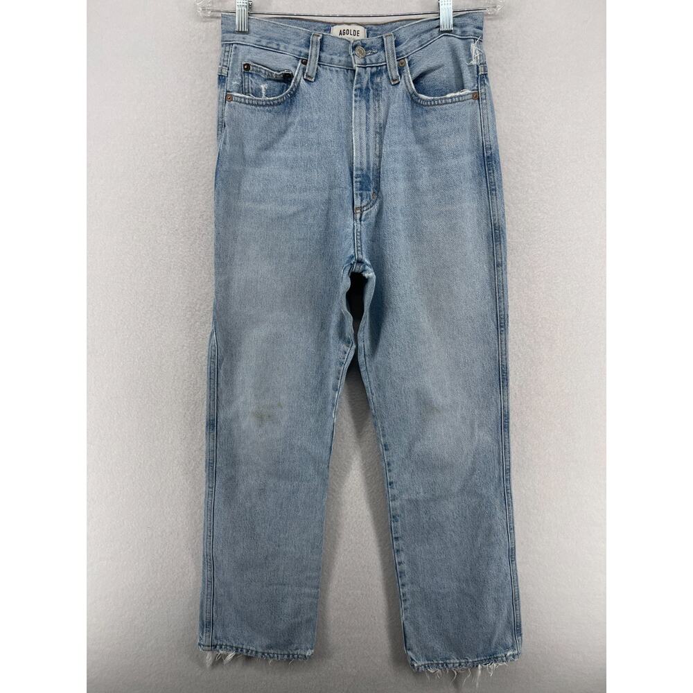 AGOLDE Jeans Womens 27 High Rise Denim Raw Hem Organic Cotton Light Wash Blue
